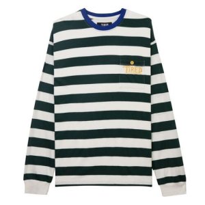 画像1: TIRED / SQUIGGLY LOGO STRIPED POCKET LS