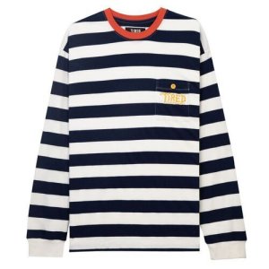 画像1: TIRED / SQUIGGLY LOGO STRIPED POCKET LS