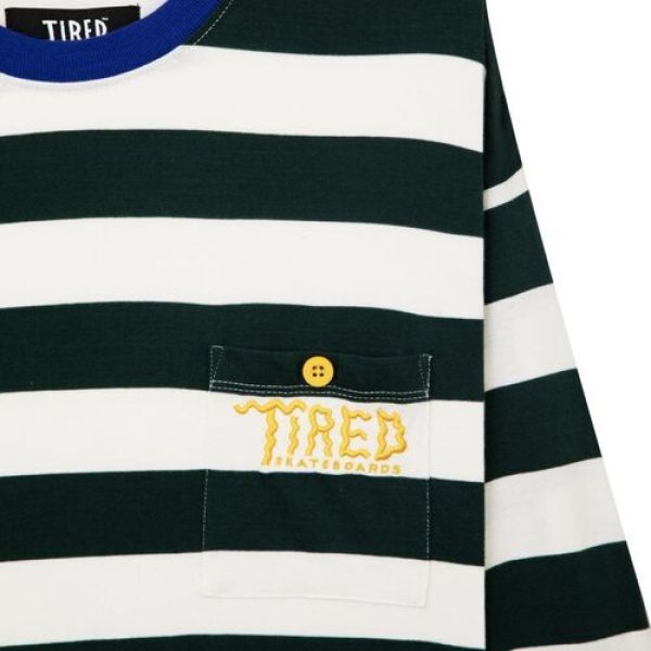 画像2: TIRED / SQUIGGLY LOGO STRIPED POCKET LS (2)