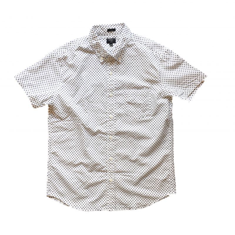 画像: J.CREW / Slim short-sleeve printed oxford shirt