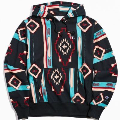Champion print deals hoodie