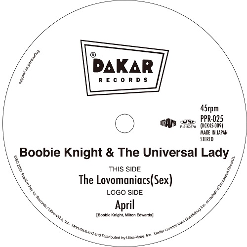 画像: BOOBIE KNIGHT & THE UNIVERSAL LADY / The Lovomaniacs (Sex) / April 7"