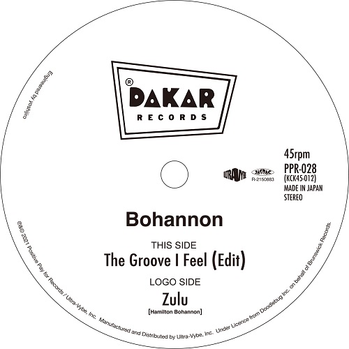 画像: BOHANNON / The Groove I Feel (Edit) / Zulu 7"
