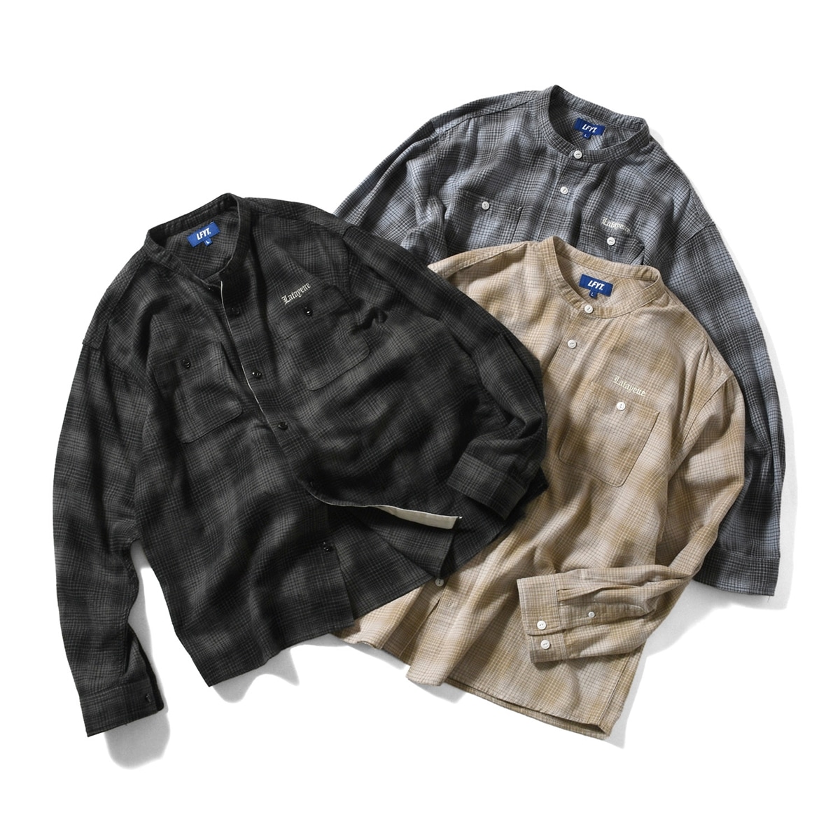 画像: LFYT / NEP TWILL CHECK BAND COLLAR SHIRT